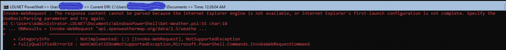 Error that IE First Run has not been completed