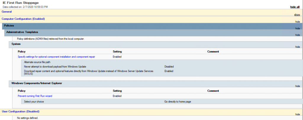 Group Policy Setting with Path to Templates Specified