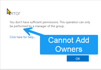 EAC Error when adding Owner to a DL that you are not owner of